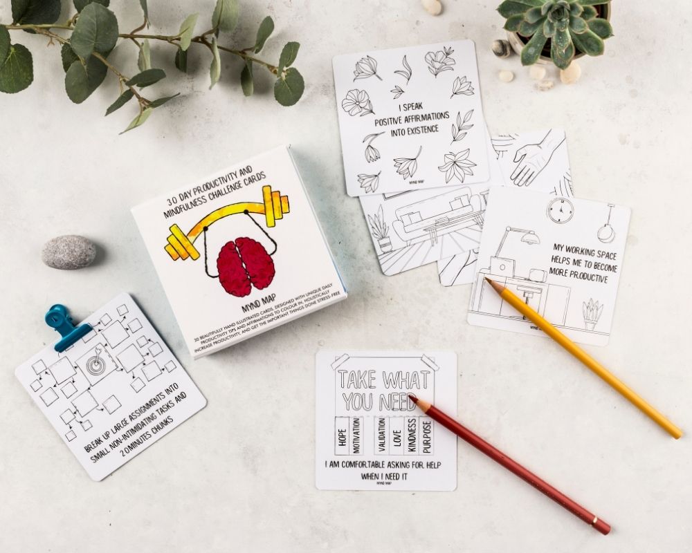 Productivity and Mindfulness Challenge Cards - 30 Days