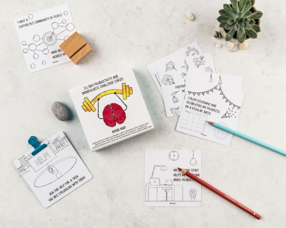 Productivity and Mindfulness Challenge Cards - 30 Days
